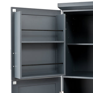 English Elm [assembly Included] Topmax Shaker Pantry Cabinet Tall Mdf Kitchen Storage with Pull-out Trays Gray SP000099AAE