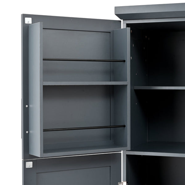 English Elm [assembly Included] Topmax Shaker Pantry Cabinet Tall Mdf Kitchen Storage with Pull-out Trays Gray SP000099AAE