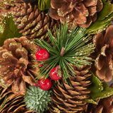 Christopher Knight Home® - Noble House - 18.5" Pine Cone and Glitter Unlit Artificial Christmas Wreath