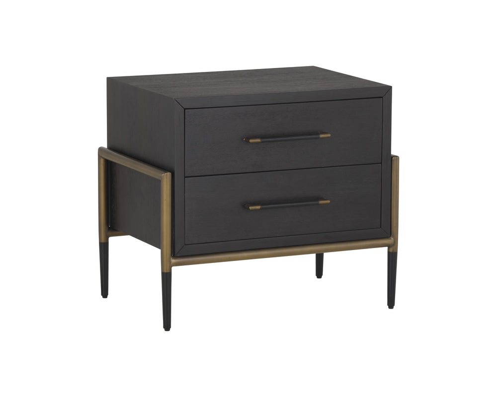 Sunpan Weldrick Nightstand - Elegant Acacia Wood Design with Soft Closing Drawers and Stylish Metal Accents Espresso