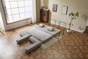 English Elm Floor Couch - Convertible Chenille Sofa Bed With Pillow Support For Ultimate Comfort In Any Space W3723P344872