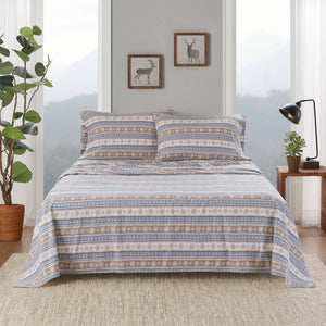 English Elm 3 Pcs Twin Sheet Set - Cozy Blue Snowflake Design, 100% Cotton Flannel For Warmth & Comfort B035P319779