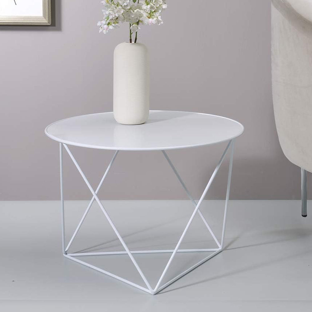 English Elm Metal Modern Geometric Round Accent Table with Irregular Metal Base for Contemporary Living Room Decor White B016P311275