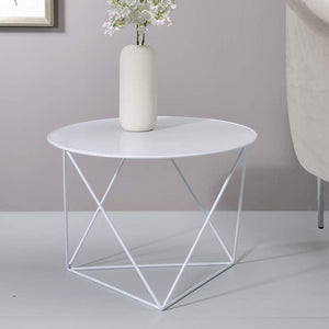 English Elm Metal Modern Geometric Round Accent Table with Irregular Metal Base for Contemporary Living Room Decor White B016P311275