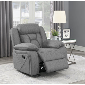 English Elm Endra Grey Upholstered Glider Recliner Chair with Pocket Coil Support, Soft Padding, Modern Neutral Elegance B062P328636