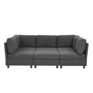 English Elm Modern Foil Fabric Modular Sectional Sofa Reconfigurable Living Room Seating Dark Gray W5568S00049