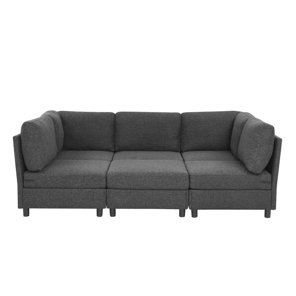 English Elm Modern Foil Fabric Modular Sectional Sofa Reconfigurable Living Room Seating Dark Gray W5568S00049