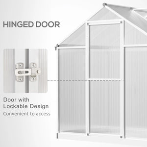 English Elm Greenhouse Walk-in Polycarbonate Growing Structure with Aluminum Frame and Roof Vent T3971S00029