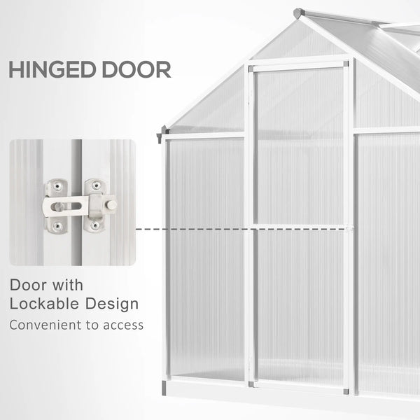 English Elm Greenhouse Walk-in Polycarbonate Growing Structure with Aluminum Frame and Roof Vent T3971S00029