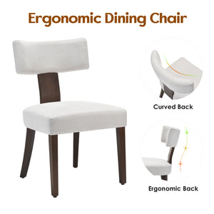 English Elm Upholstered Armless Dining Chairs Set of 2 Solid Hardwood Frame Curved Back Kitchen Beige,Walnut T3623P433674