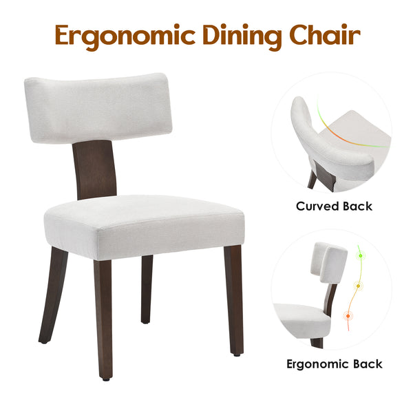 English Elm Upholstered Armless Dining Chairs Set of 2 Solid Hardwood Frame Curved Back Kitchen Beige,Walnut T3623P433674
