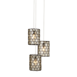 Regatta Captivating Multi-Drop Pendant Light with Natural Capiz Shell and Stunning Cupertino Finish