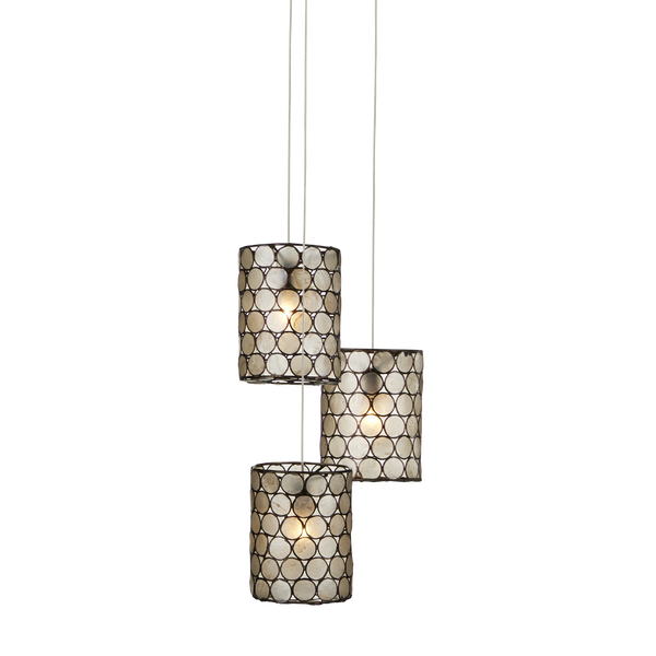 Regatta Captivating Multi-Drop Pendant Light with Natural Capiz Shell and Stunning Cupertino Finish