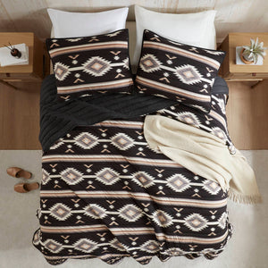 English Elm 3-piece Full Queen Quilt Set Knit Face Microfiber Reverse Farmhouse Bedroom Bedding B035P482965