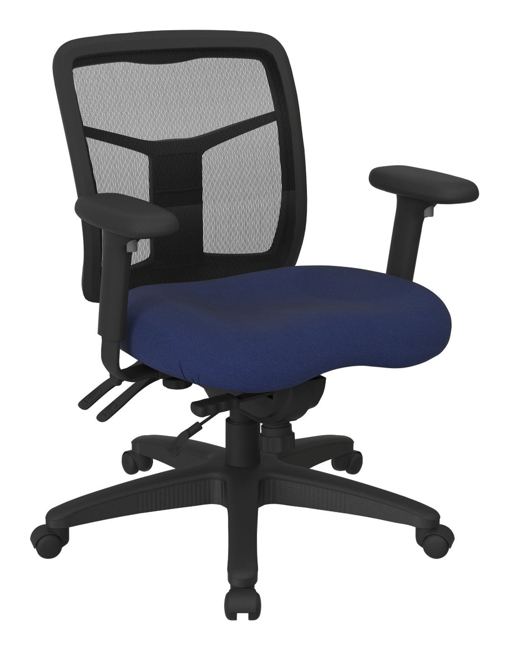 OSP Home Furnishings Progrid® Mesh Mid Back Manager Chair Ergonomic Lumbar Support for Home Office Use Navy 92893-225
