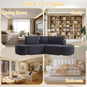 English Elm 106.3-inch Modular Chenille Sectional with Curved Ottomans for Modern Living Rooms W3505P383964