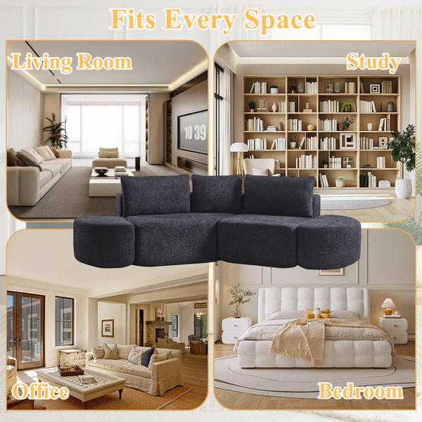 English Elm 106.3-inch Modular Chenille Sectional with Curved Ottomans for Modern Living Rooms W3505P383964