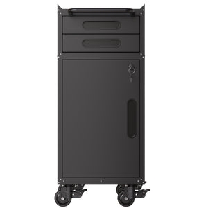 English Elm 34.3" Slim Steel Rolling Tool Cabinet with Locking Door Two Drawers for Garage W2735P428818