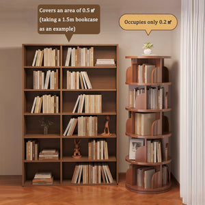 English Elm 5 Tier Rotating Bookshelf Tower with 360° Spin, Space-Saving Corner Display, Modern MDF Storage Unit Walnut W3204P355670