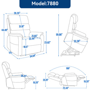 English Elm Dual Motor Power Lift Recliner with Massage Heat and 180 Degree Brown Lounge Chair Brown W1803S00063