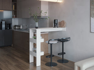 English Elm Aurora Modern Kitchen Counter Table with Storage Shelf, White Engineered Wood, Compact Bar Dining Solution B070P368075