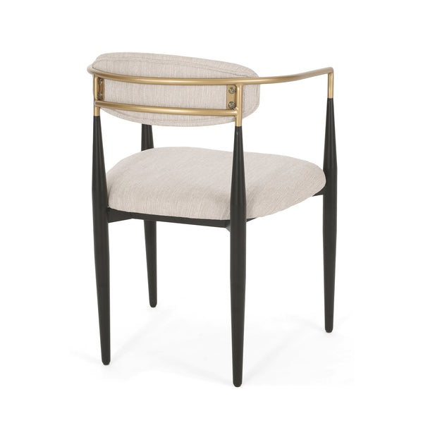 English Elm Dining Arm Chairs Set of 2 Gold Accent Iron Frame Upholstered Modern Minimalist N771P392272A