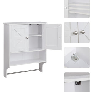 English Elm Over Farmhouse Bathroom Storage Cabinet with Two Doors and Adjustable Shelves for Small Spaces White 31 L x 13.3 W x 5.5 H W3151P345793