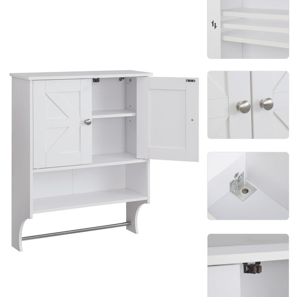English Elm Over Farmhouse Bathroom Storage Cabinet with Two Doors and Adjustable Shelves for Small Spaces White 31 L x 13.3 W x 5.5 H W3151P345793