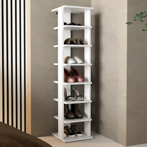 English Elm Shoe Organizer with 7 Shelves for Small Spaces — Durable Engineered Wood, Eco-Certified, Stylish Storage White 52.76 L x 16.93 W x 3.15 H B097P369415