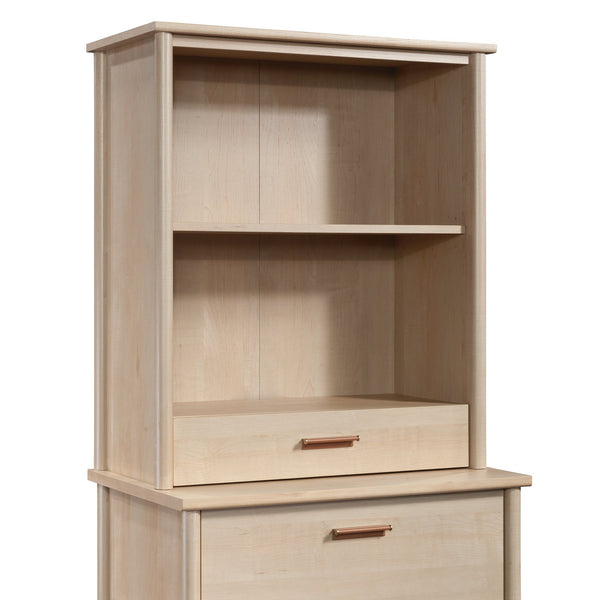 English Elm Library Hutch - Compact Brown Storage Solution With Adjustable Shelves & Hidden Drawer For Home Office B356P367869