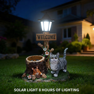 English Elm Schnauzer Solar Led Resin Planter Statue Outdoor Garden Accent for Patio Decor W5398P464238