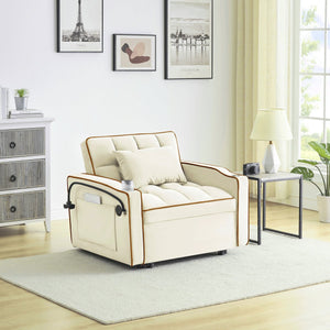 English Elm Sofa Convertible Sleeper Chair with Adjustable Back and Serpentine Spring Support W2564P462078