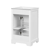 English Elm 20" Bathroom Vanity With Sink, Bathroom Cabinet With Soft Closing Door, Storage Rack and Adjustable Shelve, White