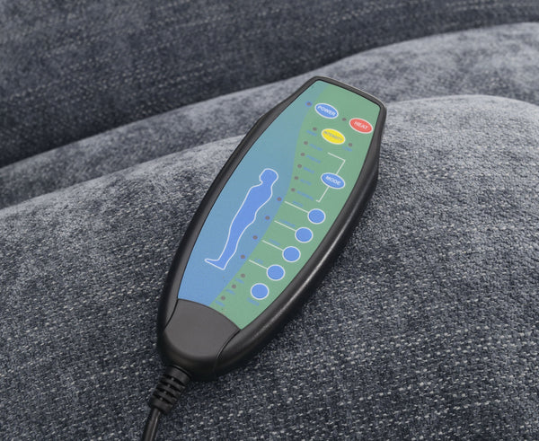 English Elm Omarion Blue Chenille Power Recliner with Lift, Heated Massage, USB, Cup Holders & Space-Saving Design B2726P245482