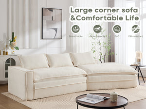 English Elm Modern Minimalist Modular Sectional Sofa - Plush Cloud Couch With Right-Facing Chaise For Cozy Living Spaces W2959S00014