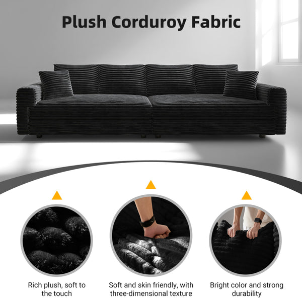 English Elm 82.6"upholstered Velvet Chesterfield Sofa with Button Tufting Nailhead Trim Rolled Arms Black W1885S00349
