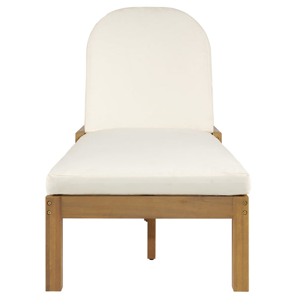 English Elm Trexm Solid Acacia Outdoor Chaise Lounge Arched Recliner for Poolside Patio Deck Light Teak N715P403786D