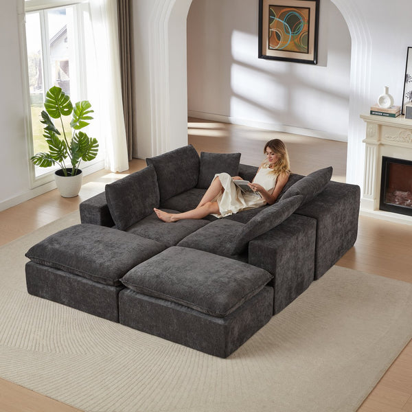 English Elm Modern Chenille Cloud Sofa - Stylish, Modular Comfort For Contemporary Homes, Offices & Lounges W3396S00055