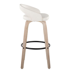 English Elm Fixed-height Swivel Barstools Whitewashed Bentwood Faux Leather Kitchen Island Set B202S01912