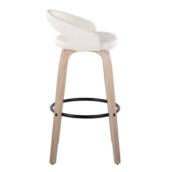 English Elm Fixed-height Swivel Barstools Whitewashed Bentwood Faux Leather Kitchen Island Set B202S01912