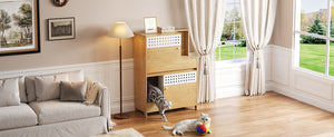 English Elm Modern Mdf Cat Litter Box Enclosure Side Table with Ventilated Storage Compartment Natural N752P394342N
