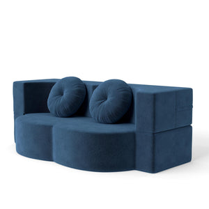 English Elm Folding Foam Futon Sofa Sleeper Twin Size Floor Lounger for Guest or Studio Use Blue W2353P386232