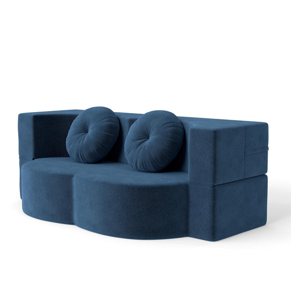 English Elm Folding Foam Futon Sofa Sleeper Twin Size Floor Lounger for Guest or Studio Use Blue W2353P386232