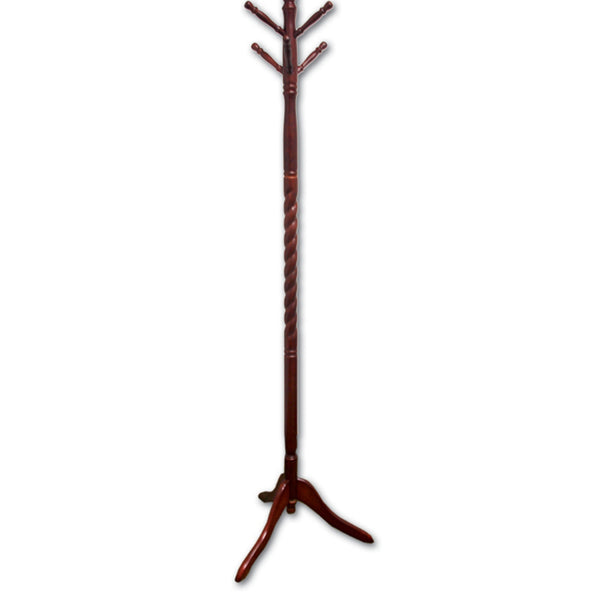 English Elm 71.5" Twist Wooden Standing Coat Rack with Cherry Finish — 71.5in Tree-Style Hat & Scarf Organizer, Lightweight B072115909
