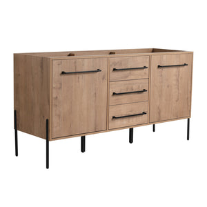 English Elm 60" Freestanding Bathroom Vanity with Soft-close Doors and Three Drawer Storage W999P405133