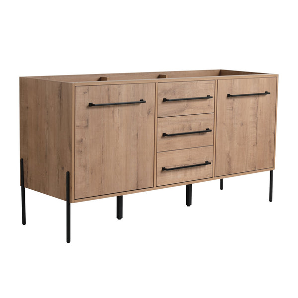 English Elm 60" Freestanding Bathroom Vanity with Soft-close Doors and Three Drawer Storage W999P405133