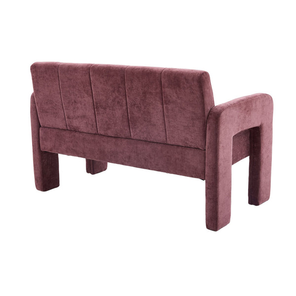 English Elm Nordic Ergonomic Double Armchair Upholstered Chenille Sofa 2-Seater Compact Lounge Chair 550LB Capacity WINE RED W395P380533