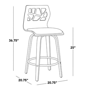 English Elm Fixed-height Swivel Counter Stools with Faux Leather Seats and Chrome Footrest Set of 2 B202S01825