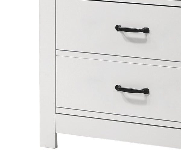 English Elm Cosmo Five Drawer Chest White Laminate Finish Matte Black Hardware Bedroom Storage B2749P413328