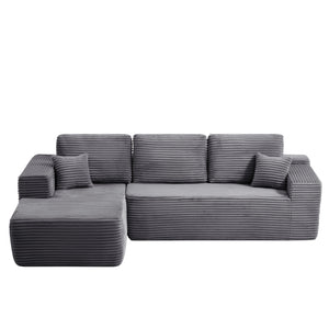 English Elm 104" Cloud Modular Sectional Plush Corduroy Deep Seating Sofa with Chaise Pockets W3975S00032